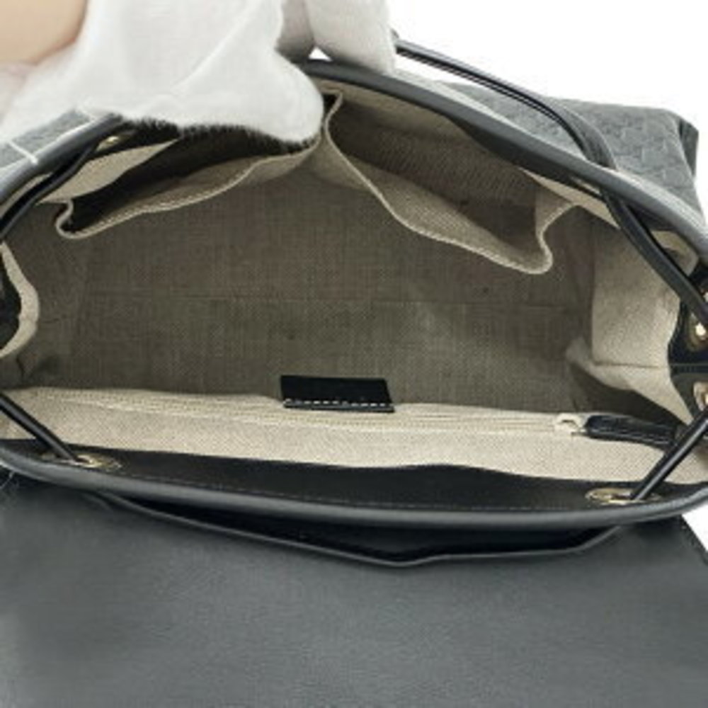 Gucci Black Backpack Drawstring Leather Microshim… - image 5
